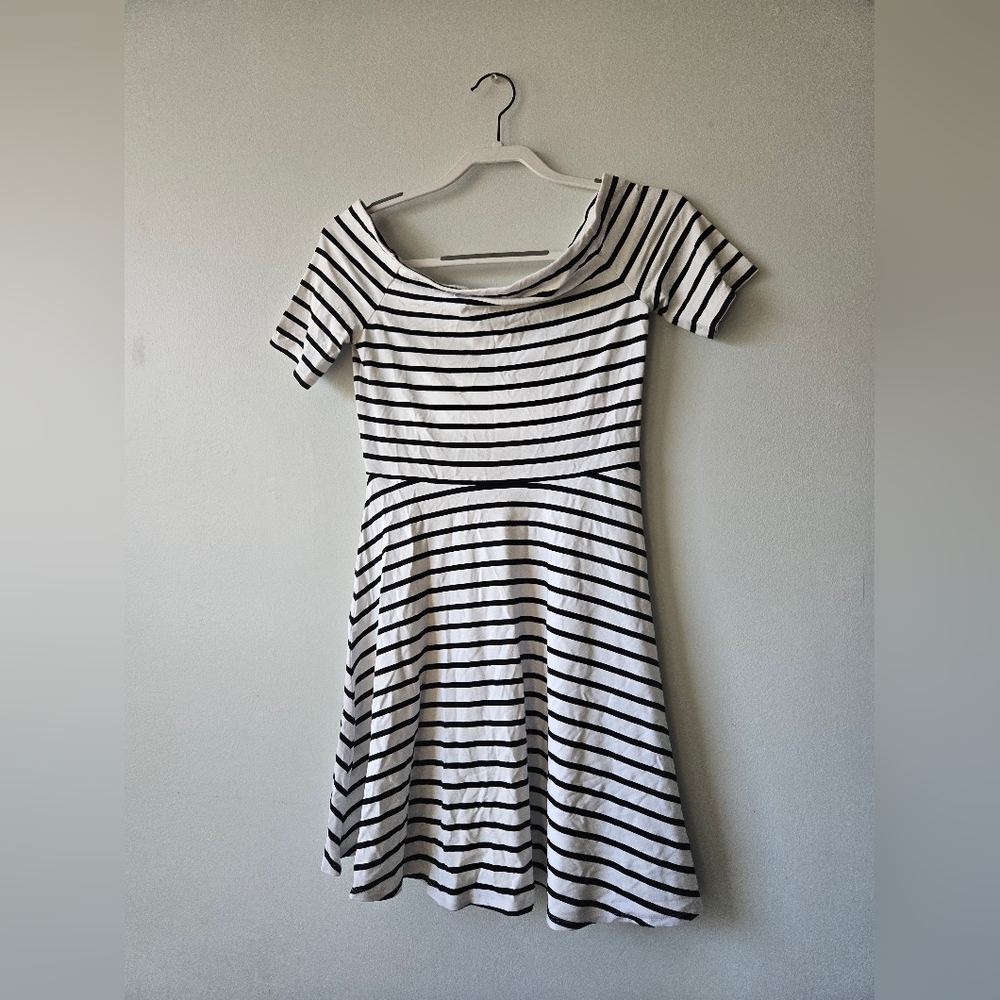 WHBM Striped Off The Shoulder Dress XS NWT